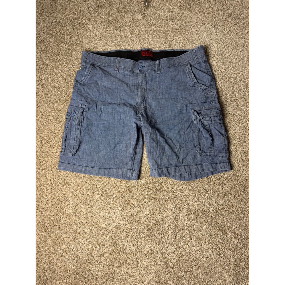 The Foundry Supply Co Mens Blue Flex Cargo Shorts Size 46 Chambray Stretch
